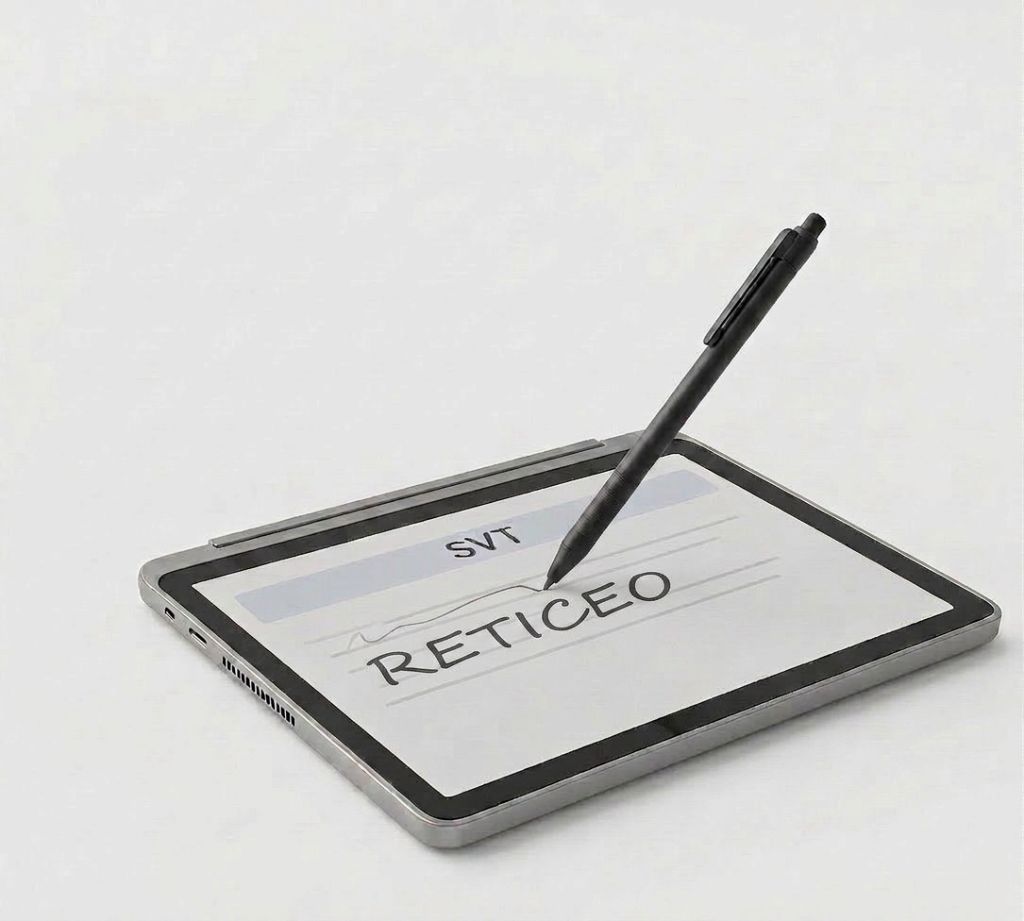 ZEP-X Tab·5 — tablette e-paper 12" avec stylet écrivant sur un cahier numérique SVT